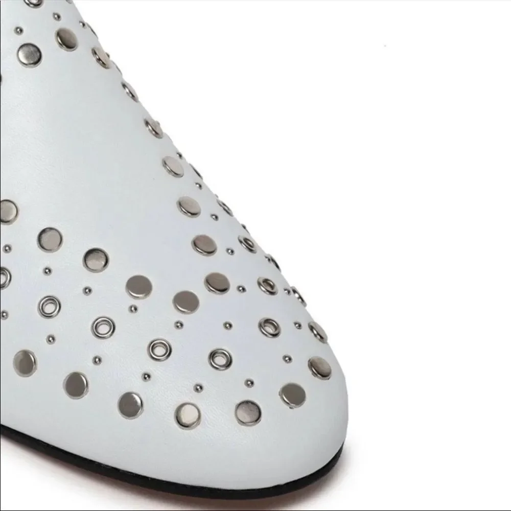 NEW Sandro Bary Studded Leather Loafers white 8 white - Picture 2 of 14